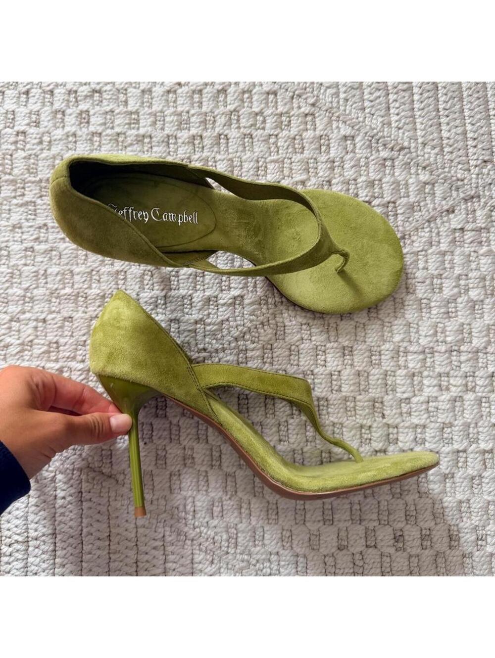 Jeffrey Campbell Rhian Stiletto Sandal in Chartreuse Suede